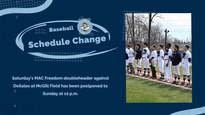 LVC Baseball schedule change graphic