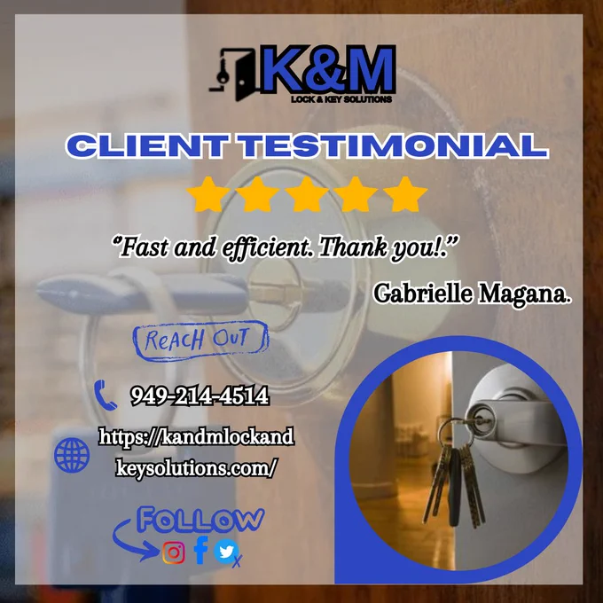 👇 | Contact us at:
☎ | 949-214-4514
🌐 | Visit https://kandmlockandkeysolutions.com/