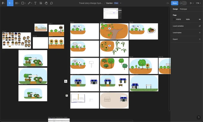 Hand drawing illustrations on Figma for my story about the Design System