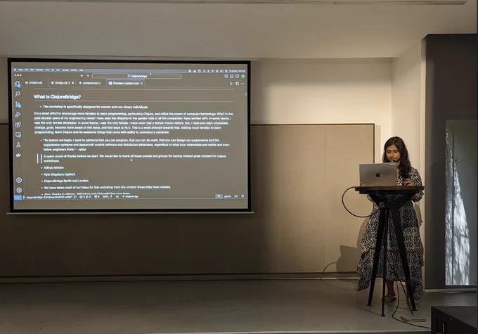 Somya Maithani at Clojure Bridge workshop