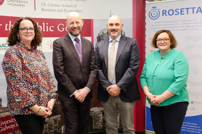 Pictured are Dr Martina Prendergast, International Funding Manager Lero, Professor Philip Nolan, Director General of Science Foundation Ireland with Professor Kieran Conboy, Lero and University of Galway, Principal Investigator of ROSETTA and Emma Brinton, ROSETTA Project Manager. (Photo Martina Regan)