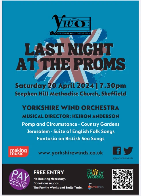 20th April 2024 7.30pm Stephen Hill Methodist Church, Sheffield www.yorkshirewinds.co.uj