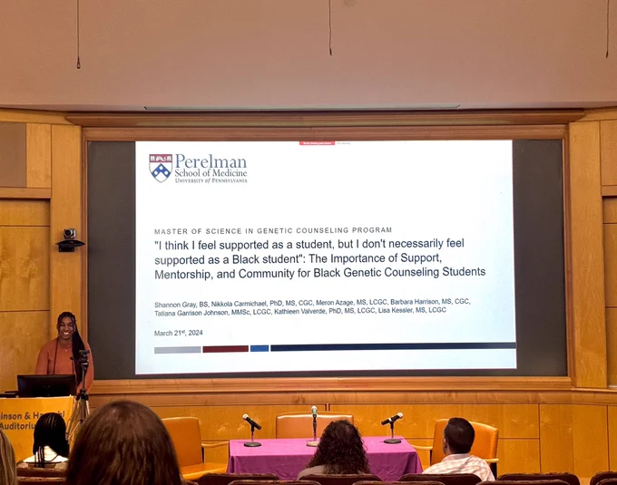 Shannon presenting her thesis research titled, "'I think I feel supported as a student, but I don't necessarily feel supported as a Black student': The Importance of Support, Mentorship, and Community for Black Generic Counseling Students"