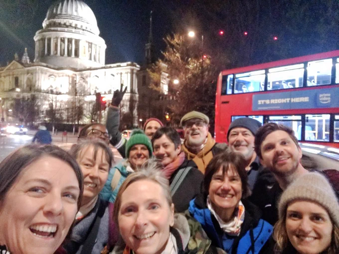 Katherine & Marcella with all the walkers raising funds for Spires homeless charity as part of London Homeless Walk, a sponsored walk on 22 March 2024