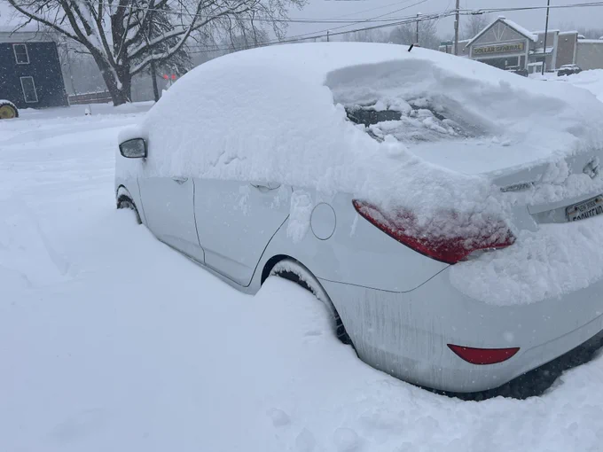White cover covered and surrounded by snow.