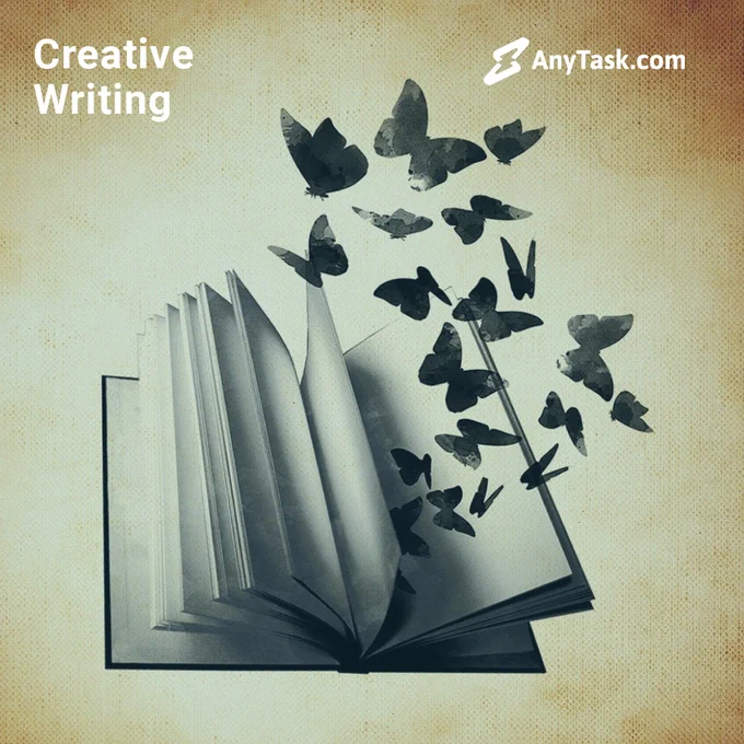 A mockup of a book with butterflies flying out of it so symbolise creative writing, which is a category of Task offered by talented freelancers on AnyTask.com