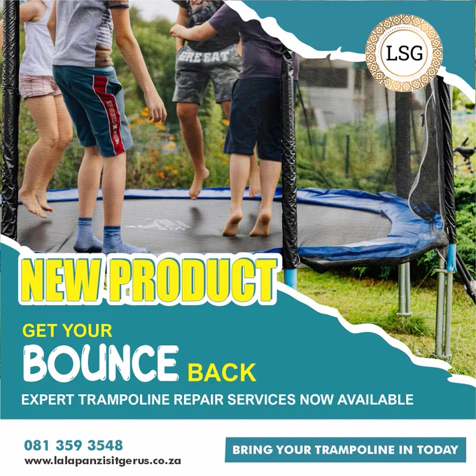 Trampoline Repairs

Need entertainment for the School Holiday? 
Revive Your Bounce! Expert Trampoline Repair Services - Now available at Lalapanzi Sit Gerus

Get your free quote:

📞 Call: 081 359 3548
📧 Email: info@lalapazi.co.za
🌐 Website: www.lalapanzisitgerus.co.za

#lalapanzisitgerus #trampoline #kidsfun #trampolinerepair