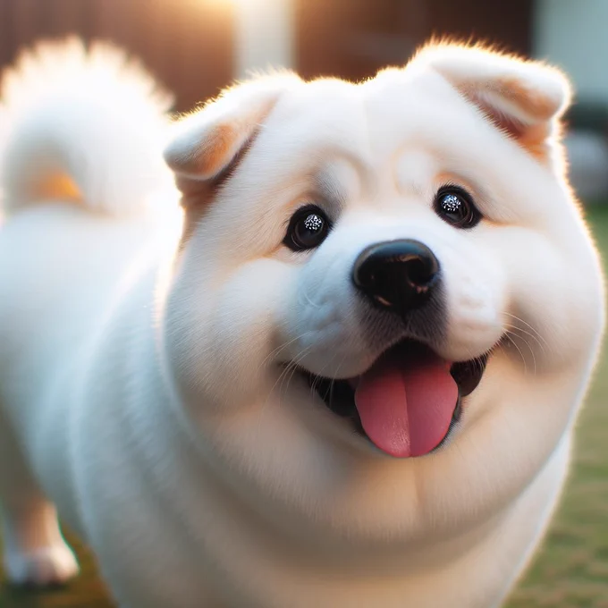Prompt: A very fat white dog