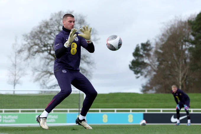 Sam Johnstone in training with England
