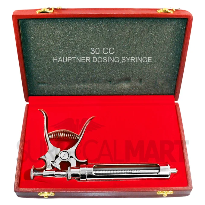 Hauptner Dosing Syringe 30cc with Glass Barrel for Veterinary Ranch Farm Livestock - Surgical Mart