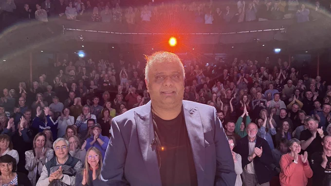 Harjinder Butoy receives a standing ovation at the Garrick Theatre in Lichfield, Staffordshire.