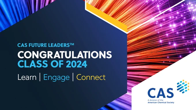Brightly colored array and CAS logo with text: CAS Future Leaders. Congratulations class of 2024. Learn, engage, connect.
