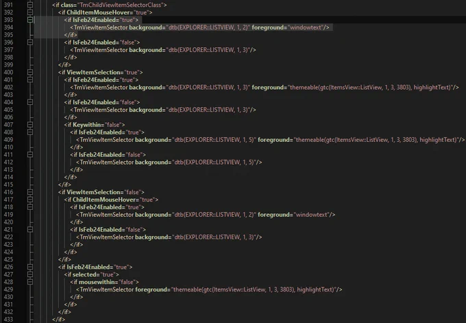 Mentions of a "IsFeb24Enabled" boolean (most likely means February 2024) that changes the visual style part drawn and inherits some foreground colors from it.