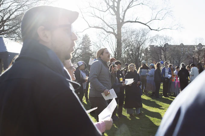 Photo: People gathered at Children's Museum rally