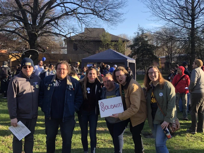 Photo: Pitt grads at Children's Museum rally.
