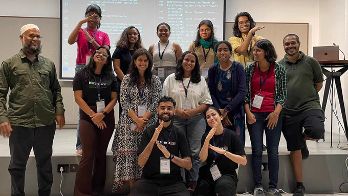 One with Clojure bridge workshop attendees, speakers and volunteers