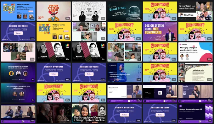 Screenshot of 30 video thumbnails, showing the latest content added to the website