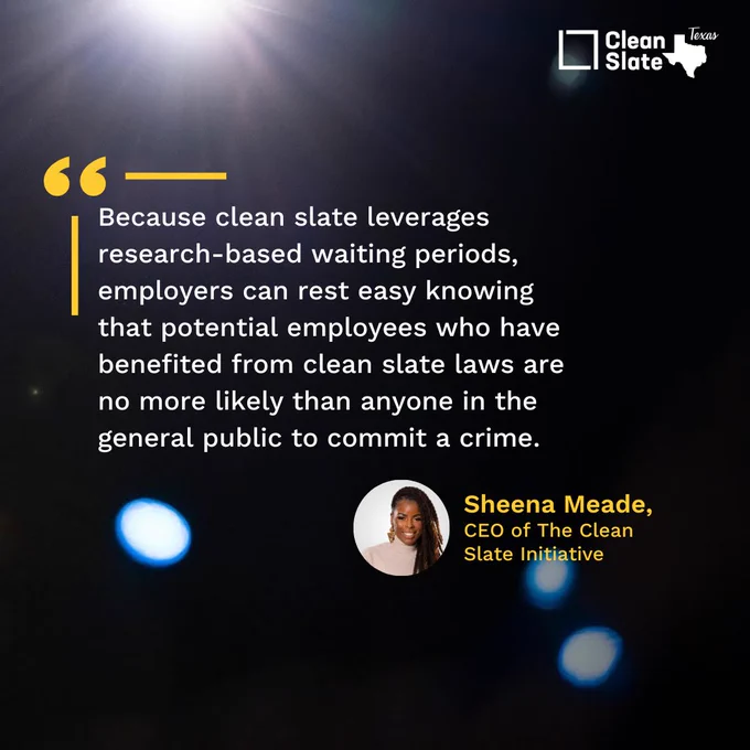 Because clean slate leverages research-based waiting periods, employers can rest easy knowing that potential employees who have benefited from clean slate laws are no more likely than anyone in the general public to commit a crime.