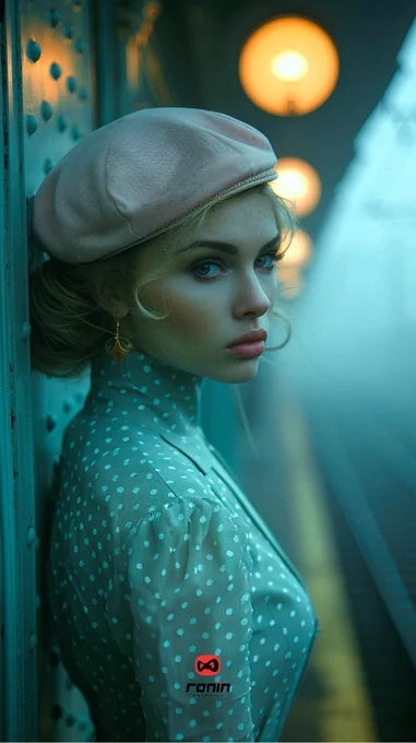 Artwork by Ronin Graphics • Woman portrait in a train station 