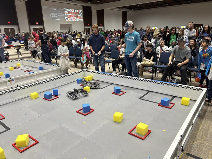 Students controlling robots