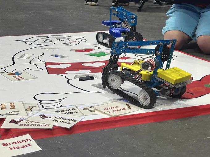 Robots and students on a operations map