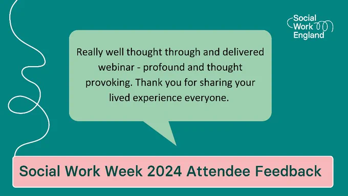 Quote in speech bubble that says: 'Really well thought out and delivered webinar - profound and thought provoking. Thank you for sharing your lived experience everyone'