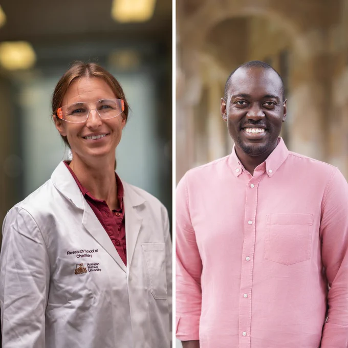 (L-R) Professor Lara Malins from The Australian National University and Associate Professor Loic Yengo from The University of Queensland