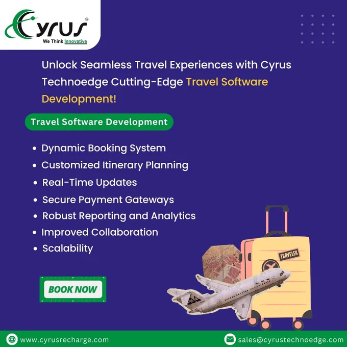 Elevate Your Travel Business with Cyrus Technoedge Pvt Ltd's Innovative Travel Booking Software! 

As a leading software development company, Cyrus Technoedge Pvt Ltd is proud to offer a cutting-edge Travel Booking Software tailored specifically for travel business owners like you. Here's why our service stands out:

🔹 Comprehensive Inventory Management
🔹 Real-Time Updates
🔹 Customizable Solutions
🔹 Seamless Integration
🔹 Secure Payment Processing
🔹 Robust Reporting Tools


