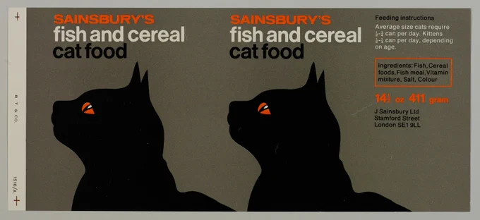 Sainsbury's Fish and Cereal Cat Food label