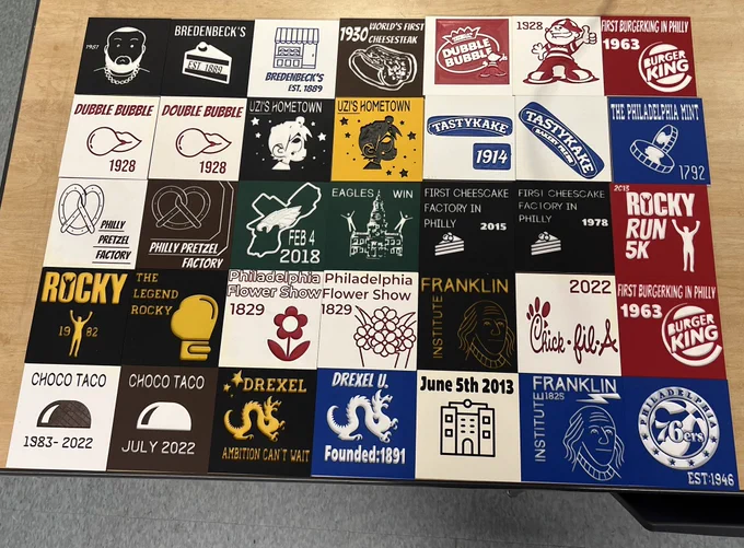 An assortment of student-designed historic markers