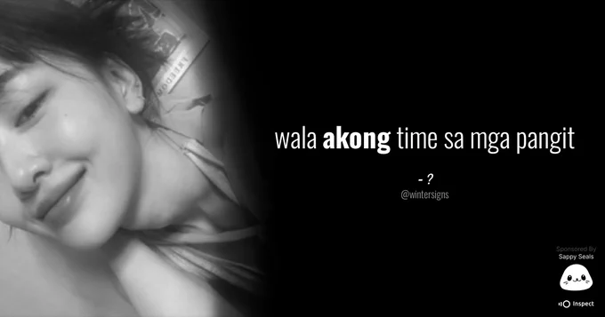 Illustration of @wintersigns's original tweet displaying their profile picture and the text: wala akong time sa mga pangit