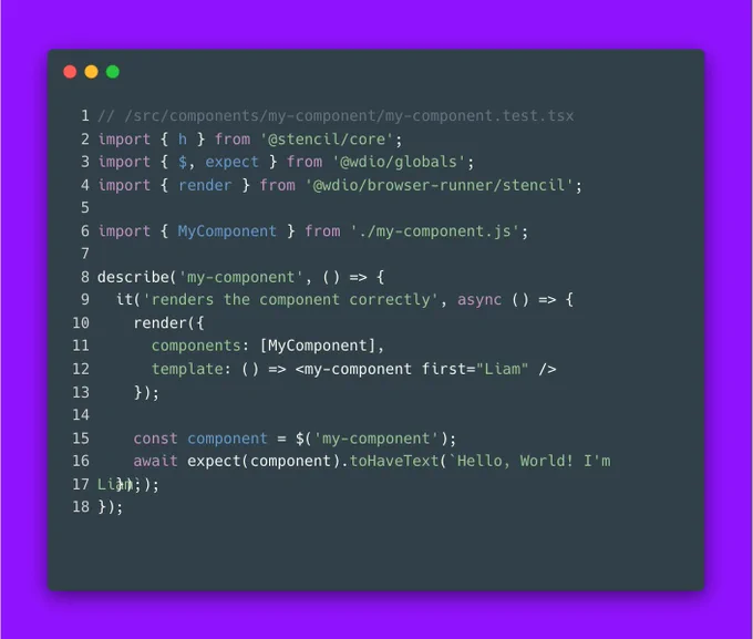 Sample code for testing your Stencil component with Webdriver IO