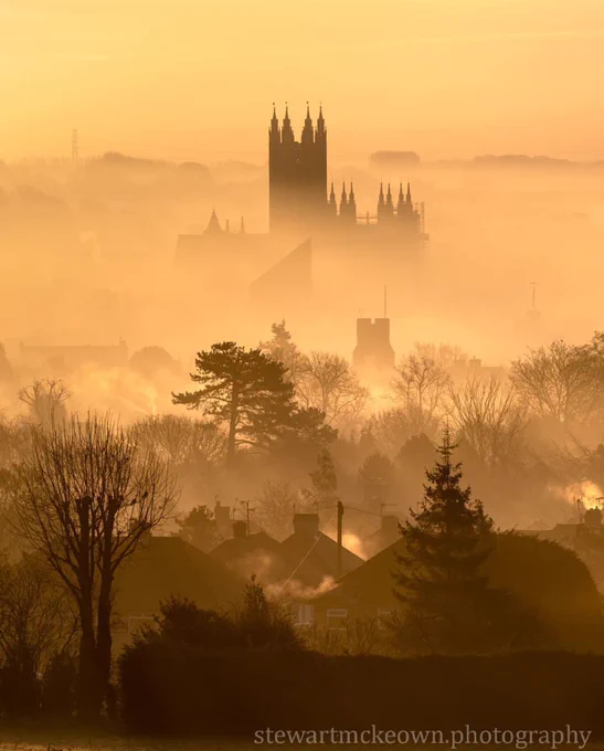 Canterbury Cathedral in the morning mist.