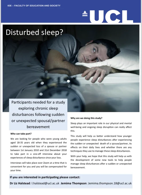Flyer for study contact l.halstead@ucl.ac.uk