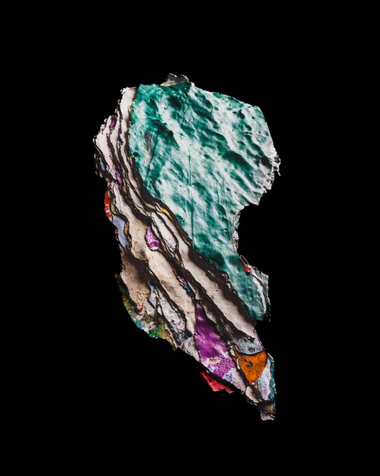 A closeup of colorful paint layers from the Rock
