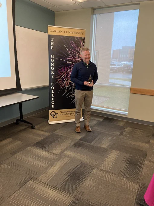 Mr. Conaton with Teacher Excellence Award