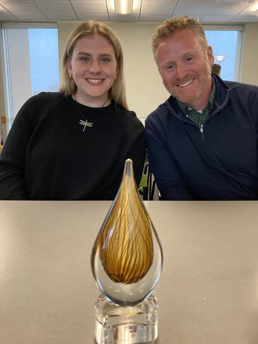 Avery LaClear & Mr. Conaton with Teacher Excellence Award