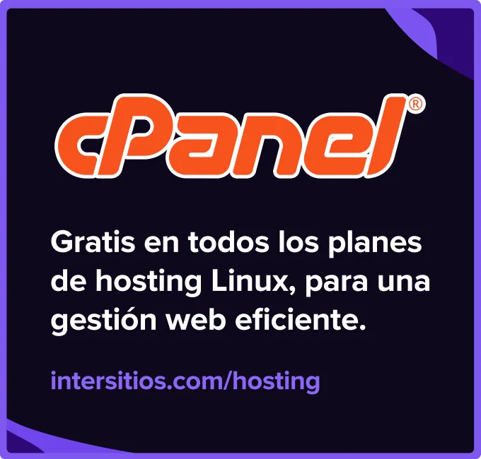 Hosting InterSitios ofrece cPanel gratis en todos sus planes de Hosting Linux