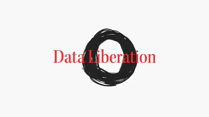 White background with the words in red text that read: Data Liberation