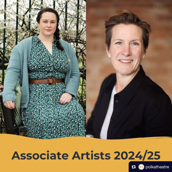 2 white female headshot photo, left Rosie in blue dress smiliing. Right Clare in black shirt also smiling