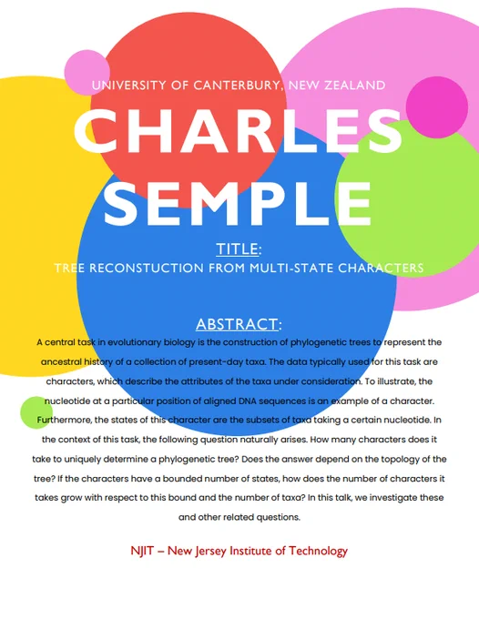 Time: 11:30 AM - 12:30 PM
Location: Culimore Hall, Lecture Hall I

Kristina Wicke will be hosting this week’s speaker. If you wish to meet with the speaker, please contact Prof. Lushi at kristina.wicke@njit.edu to be added to the schedule.