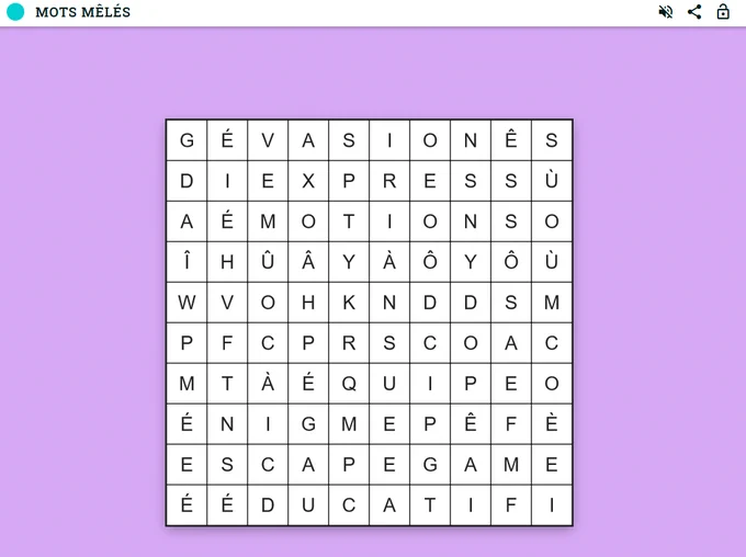 Grille de mots mêlés