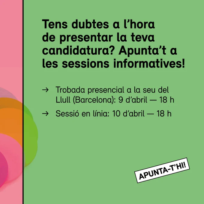 Apunta't a les sessions informatives:
→ Sessió presencial, Barcelona: 9.04 - 18 h
→ Sessió en línia: 10.04 - 18 h