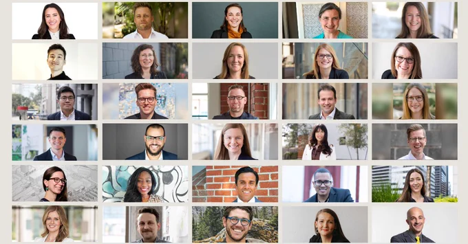 a grid of headshots of the 30 recipients of the AIA Young Architects Award 2024