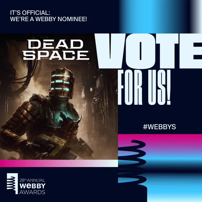 It's Official. Dead Space is a Webby Nominee. Vote for us! #WEBBYS 28th Annual Webby Awards.