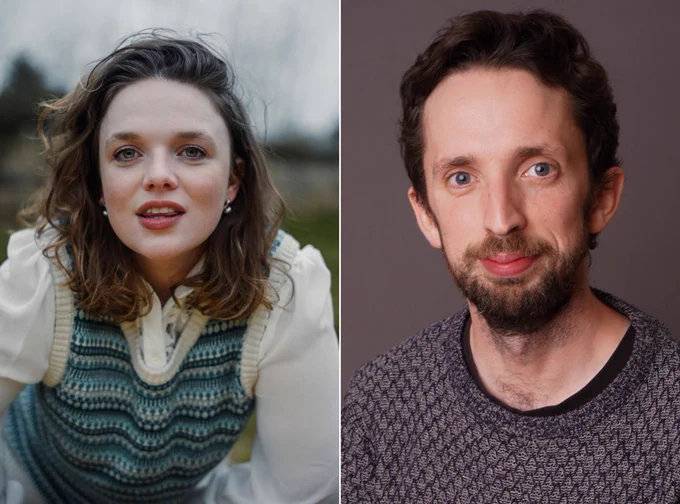 A headshot of a woman and a man