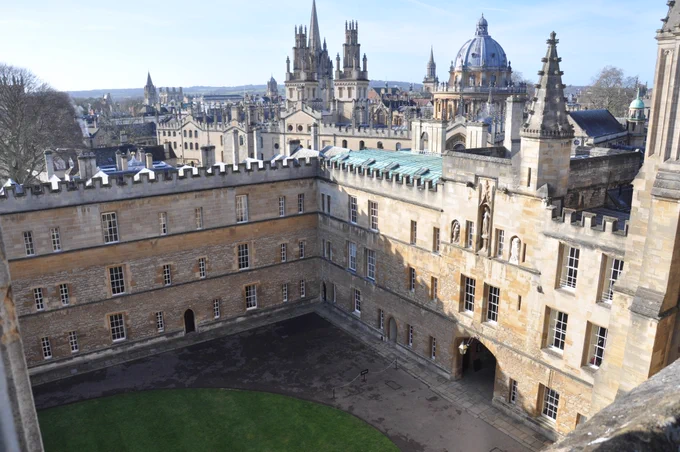 Front Quad, New College, and Oxford - from New College Chapel roof