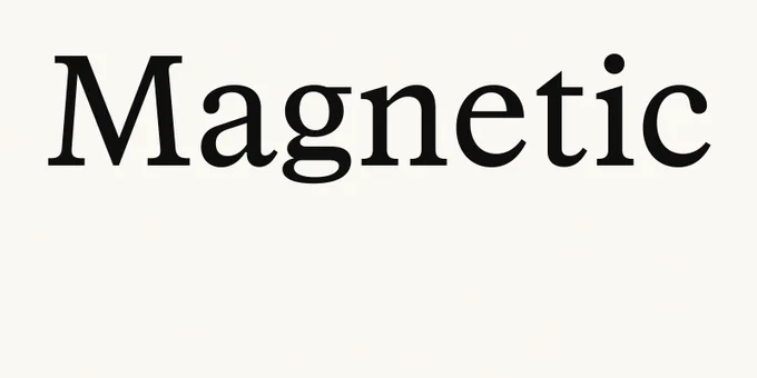 “Magnetic” written in a knock-off Times New Roman.