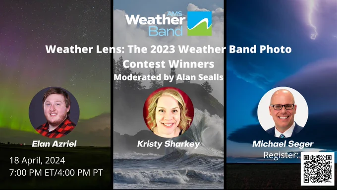 Graphic for the Weather Band webinar "Weather Lens: The 2023 Weather Band Photo Contest Winners"