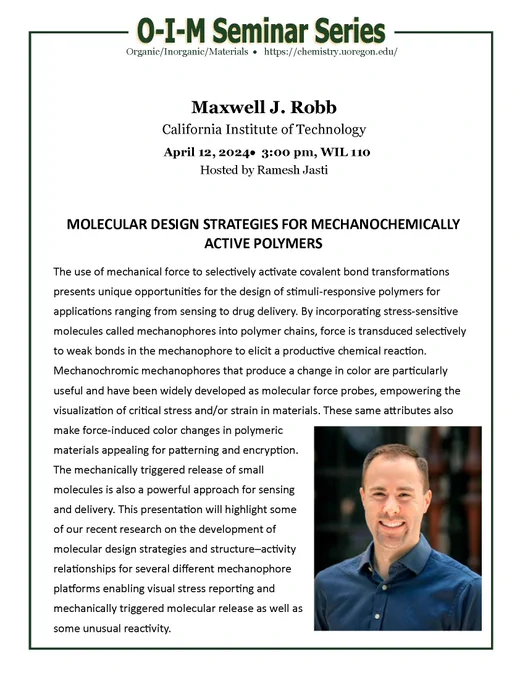 Seminar flyer with event information and a picture of a smiling person wearing a blue shirt